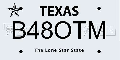 B48OTM Texas License Plate