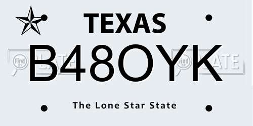 B48OYK Texas License Plate