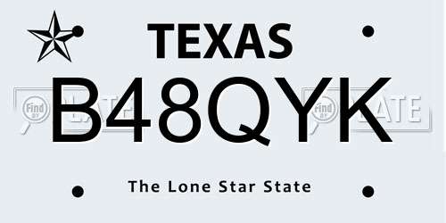 B48QYK Texas License Plate