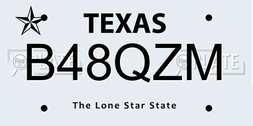 B48QZM Texas License Plate