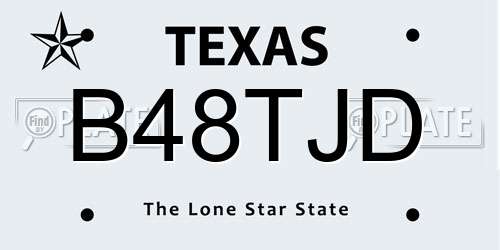 B48TJD Texas License Plate