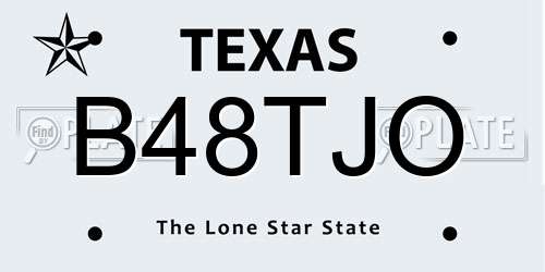 B48TJO Texas License Plate