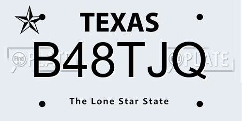 B48TJQ Texas License Plate