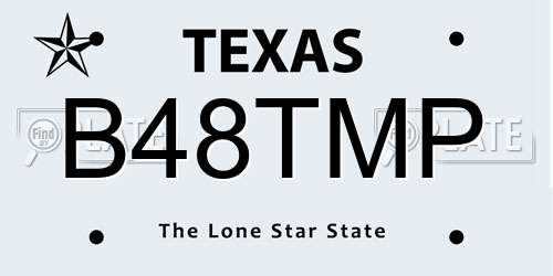 B48TMP Texas License Plate