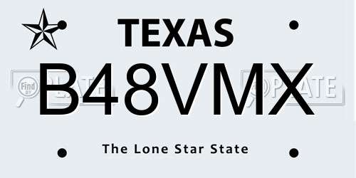 B48VMX Texas License Plate