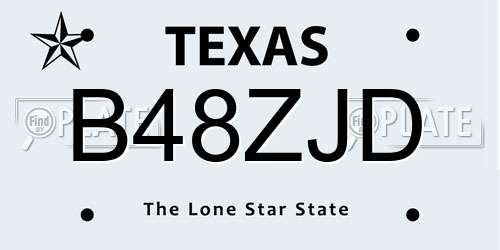 B48ZJD Texas License Plate