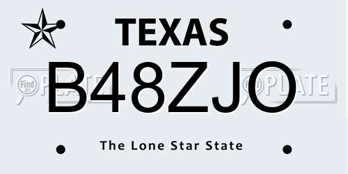 B48ZJO Texas License Plate