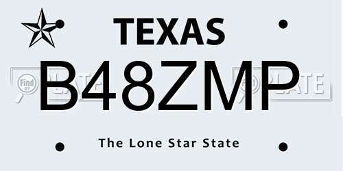 B48ZMP Texas License Plate