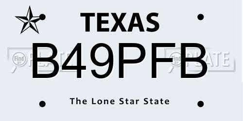 B49PFB Texas License Plate