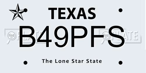 B49PFS Texas License Plate