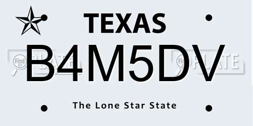 B4M5DV Texas License Plate