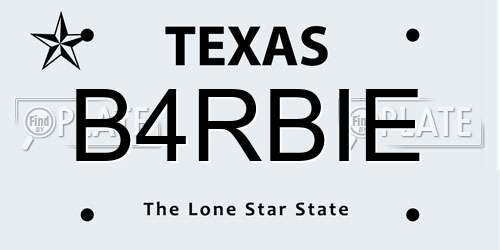 B4RBIE Texas License Plate