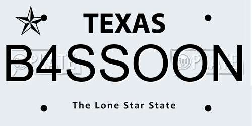 B4SSOON Texas License Plate