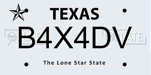 B4X4DV Texas License Plate