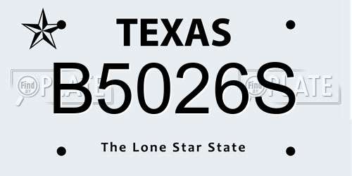 B5026S Texas License Plate