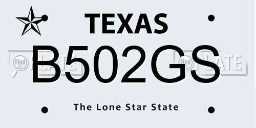 B502GS Texas License Plate