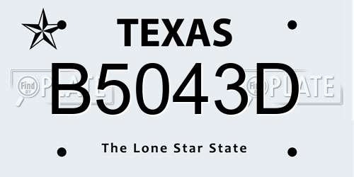 B5043D Texas License Plate