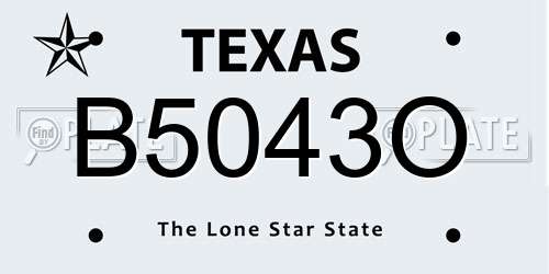 B5043O Texas License Plate
