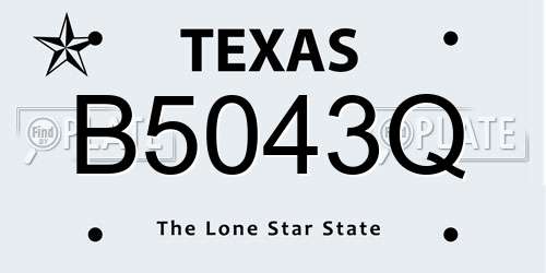 B5043Q Texas License Plate