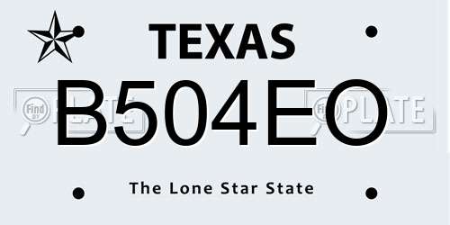 B504EO Texas License Plate