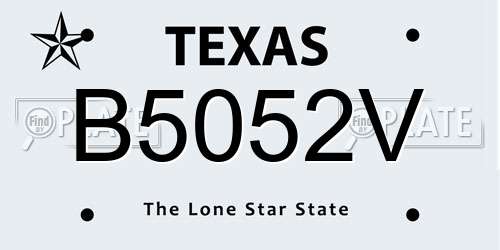 B5052V Texas License Plate