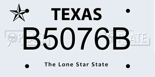B5076B Texas License Plate