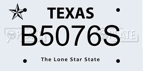 B5076S Texas License Plate