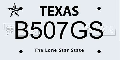 B507GS Texas License Plate