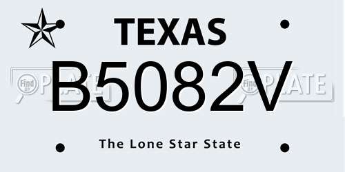 B5082V Texas License Plate