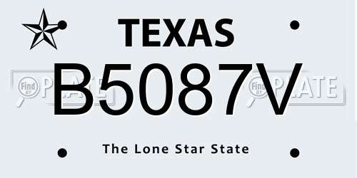 B5087V Texas License Plate