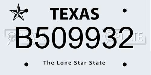 B509932 Texas License Plate