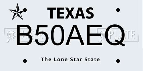 B50AEQ Texas License Plate