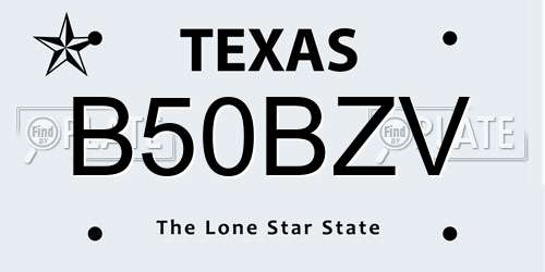 B50BZV Texas License Plate
