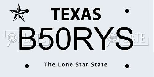 B50RYS Texas License Plate