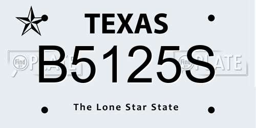B5125S Texas License Plate