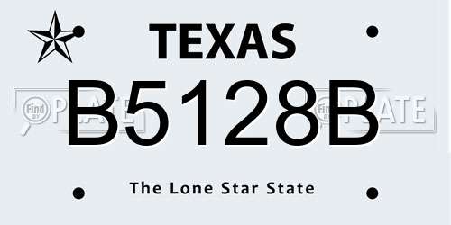 B5128B Texas License Plate