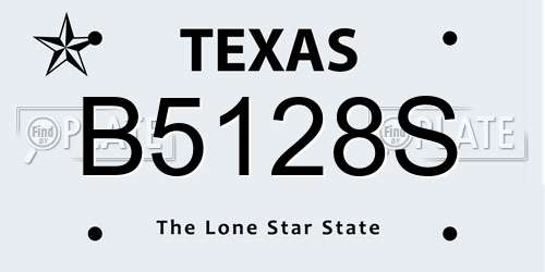 B5128S Texas License Plate