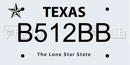 B512BB Texas License Plate