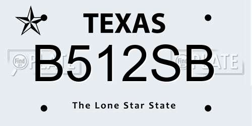 B512SB Texas License Plate