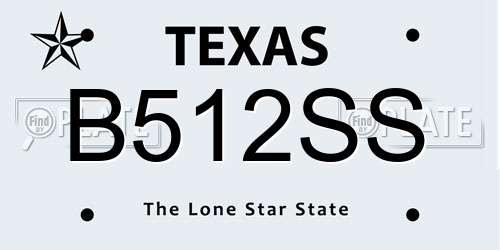 B512SS Texas License Plate