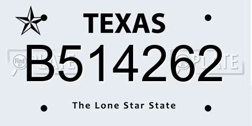 B514262 Texas License Plate