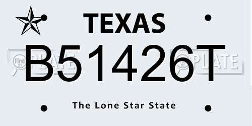 B51426T Texas License Plate