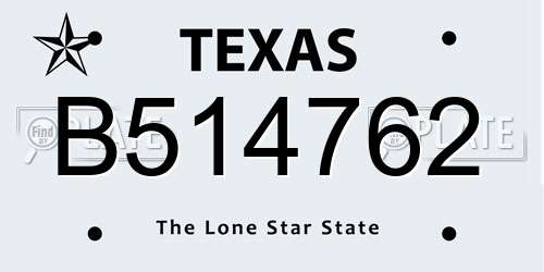 B514762 Texas License Plate