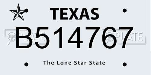 B514767 Texas License Plate