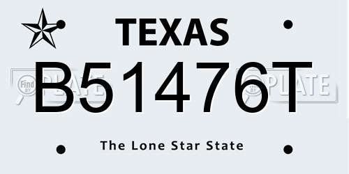 B51476T Texas License Plate