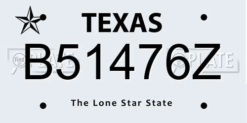 B51476Z Texas License Plate