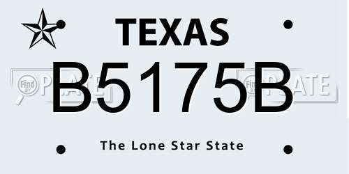B5175B Texas License Plate