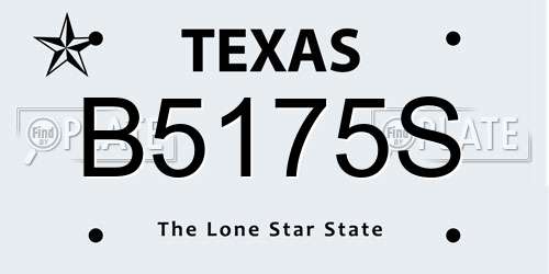 B5175S Texas License Plate