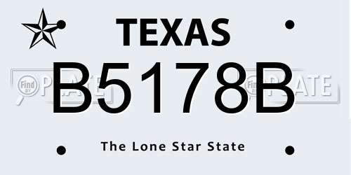 B5178B Texas License Plate