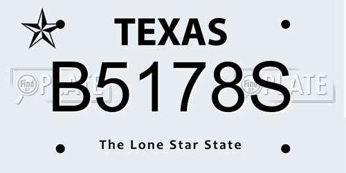 B5178S Texas License Plate